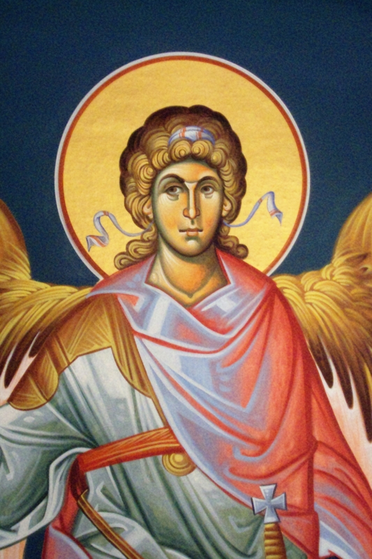 Αρχ.Μιχαήλ (Λεπτομέρεια – Διαστ.2 Χ 80 ,σκόνες αγιογρ. σε πανί ).
