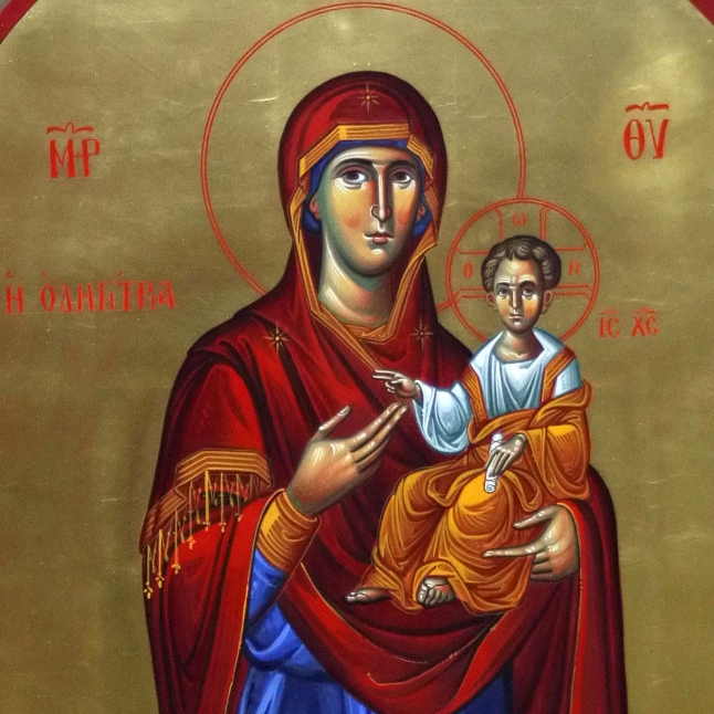 Παναγία Ολόσωμη ( Διαστ.80 Χ 60, σκόνες  αγιογρ. με κόλλα)χειρ Άγγελου Αλιμπέρτη