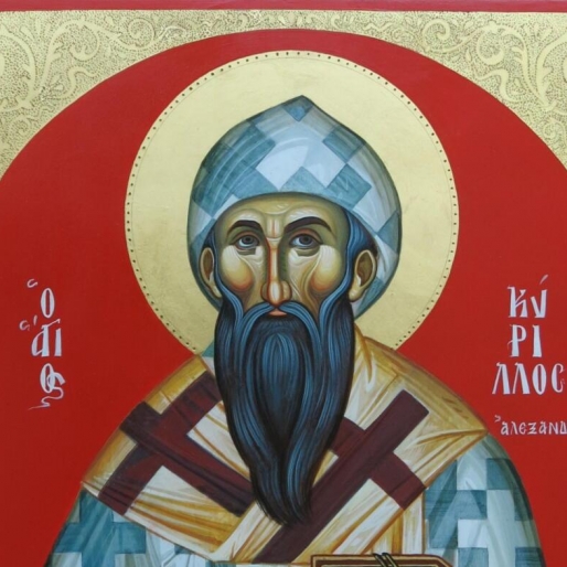 Άγιος Κύριλλος Αλεξανδρείας (σκόνες αγιογ.σε φλαμούρι ,χρυσό 24κ ΄κ τσουκάνικο ) χειρ. Αλιμπέρτη Αλέξανδρου