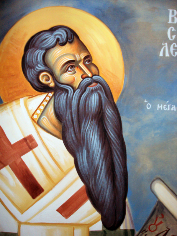 Άγιος Βασίλειος Ο Μέγας ( Λεπτομέρεια, σκόνες αγιογρ. σε πανί)